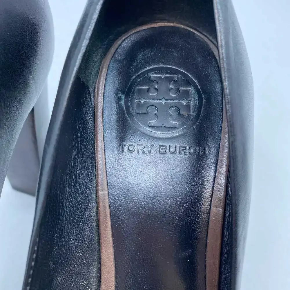 Tory Burch Black Leather Block Heels | Women’s Size 8